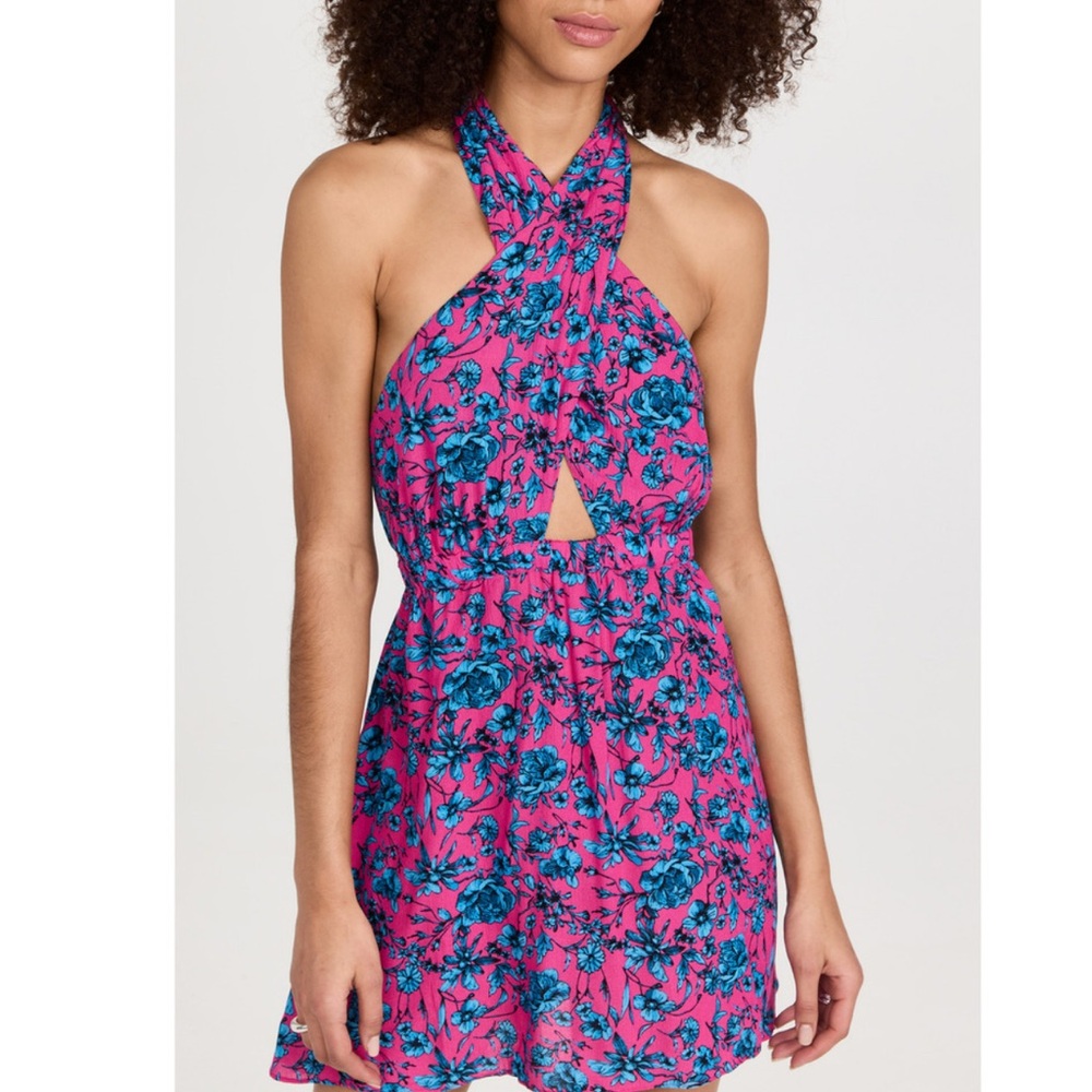 Playa Lucila Halter Dress - Pink and Blue xs - new